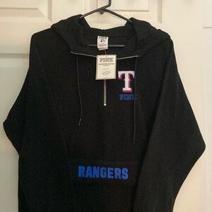 Victoria Secret PINK Texas rangers fleece hoodie embroidered logos NWT